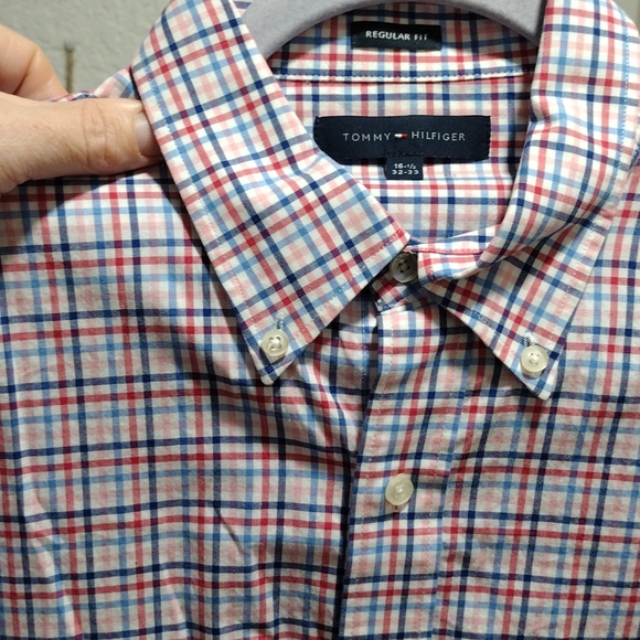 Tommy Hilfiger long sleeve button down shirt size 16 1/2 neck regular Lg - Picture 8 of 8